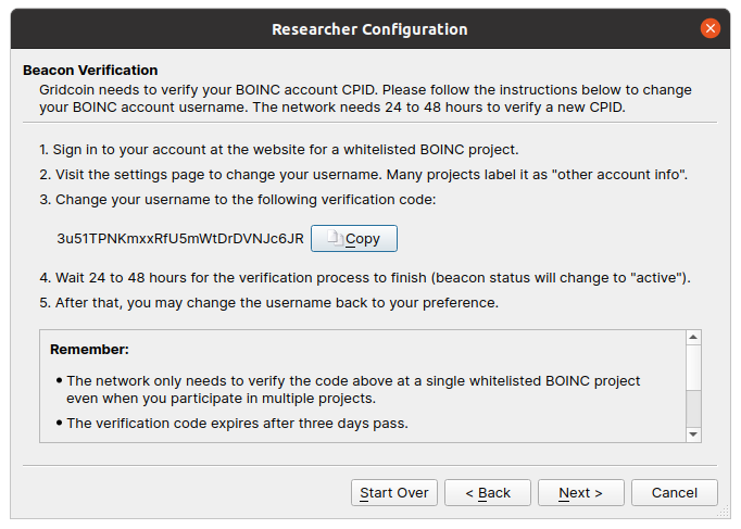 image showing the wallet's instructions on how to change your username and the code the wallet wants you to change to